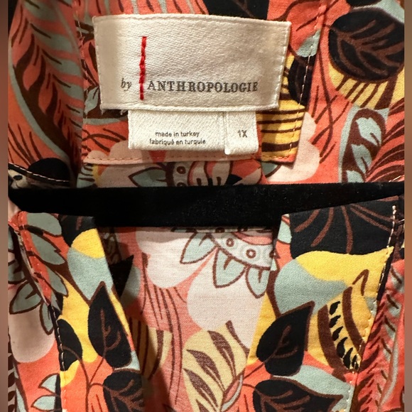 Anthropologie Somerset Floral Print Dress with Short Sleeves a line 1x - Picture 2 of 7